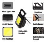 Mini Linterna Cob Led Recargable Usb Iman Llavero 3 Efectos - Image 5