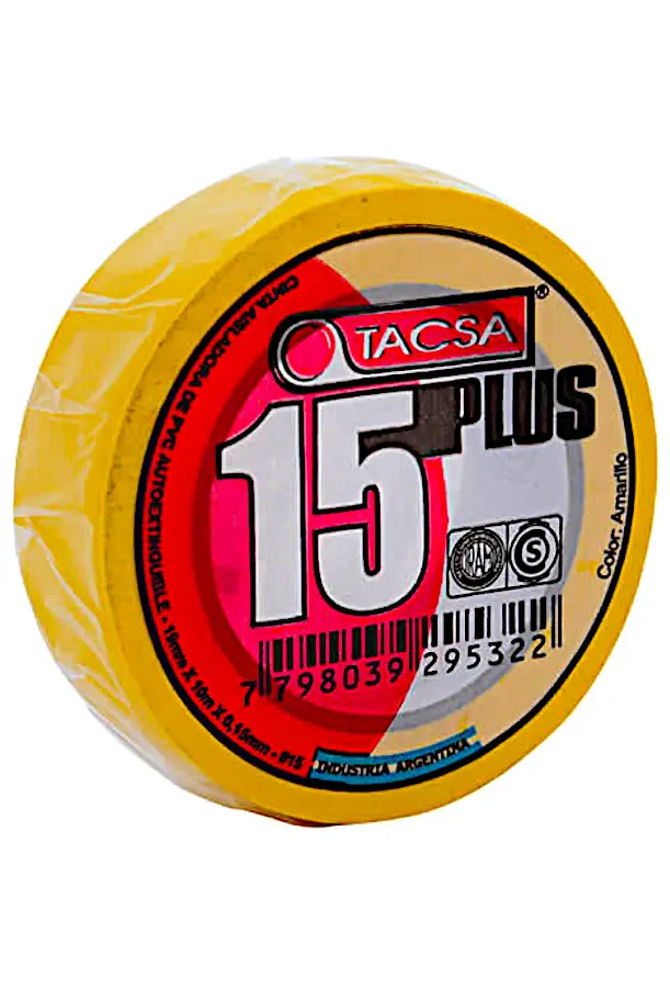 tacsaamarilla CINTA AISLADORA AMARILLA 19mm x 0,15mm x 10mts TACSA - Image 1