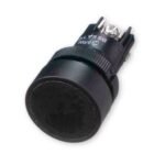 Pulsador Plástico para Panel Ø22 Negro Rasante NA