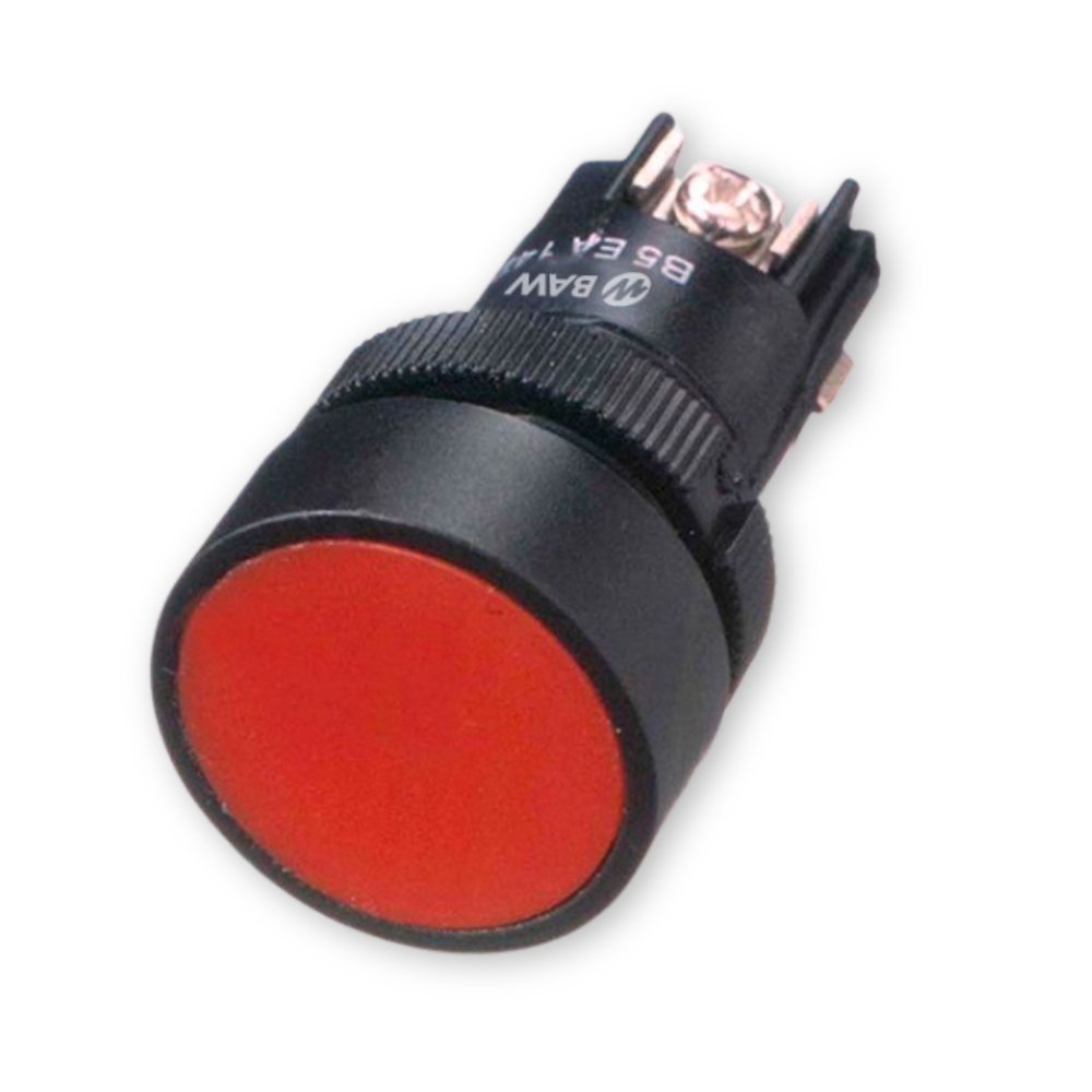 Pulsador Rasante ROJO B5EA142 Pulsador Plástico para Panel Ø22 Rojo Rasante NC - Image 1
