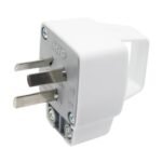 Ficha Macho 20A 2 Patas + Tierra Blanco MIG