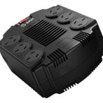 Estabilizador De Tensión 600w 6 Tomas Baw Negro