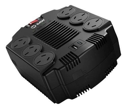 D_927843-MLA110234640039_042026-O Estabilizador De Tensión 600w 6 Tomas 1 Usb + 1 Usb-c Baw Negro - Image 1