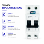Termica Bipolar 25A Siemens Curva C - Imagen 2