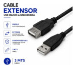 Cable Extensor Usb 3m Macho A Hembra Negro - Imagen 2