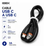 Cable Usb C A Usb C 1m Carga Rápida Ibek Negro - Imagen 3