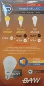 Lámpara Led Cambia Con Tecla Cáida-neutral-fría 9w 3 Tonos - Imagen 3