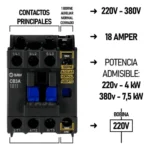 Contactor Tripolar Baw 18a Bobina + 1na 1nc - Imagen 2