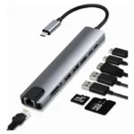 Adaptador Hub Usb Tipo C Hdmi Rj45 Sd Para Notebook Macbook Gris