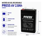 Batería De Gel Recargable De 6v 2.8ah Press - Imagen 2